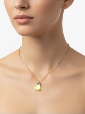 L&D Gold-Tone Iridescent Crystal Bar Pendant Necklace Women high quality Jewelry